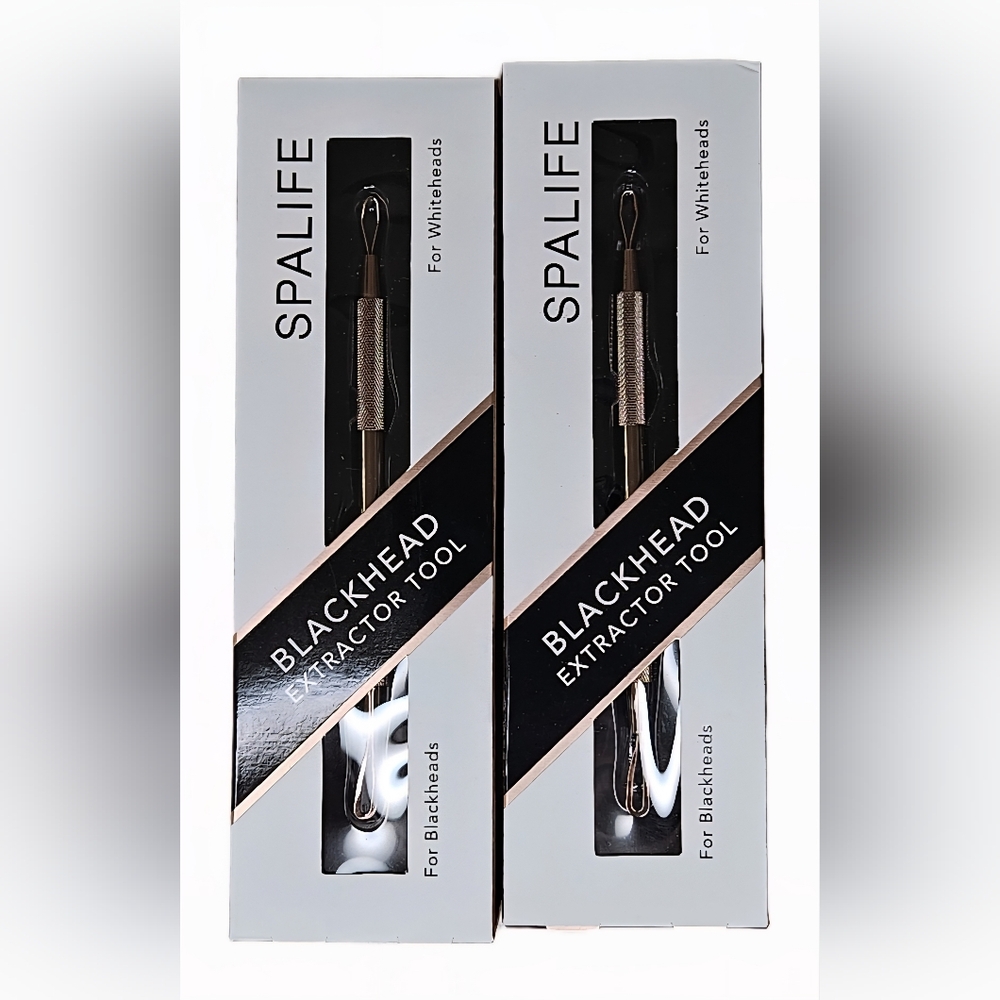 NIB 2-Pack Blackhead Extractor Tools Dual Sided Stainless Steel Rose Gold
